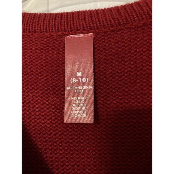 CHRISTMAS SWEATER Party Festive Santa Peace & Joy Red Sequined M 8-10 Holiday - Picture 9 of 10